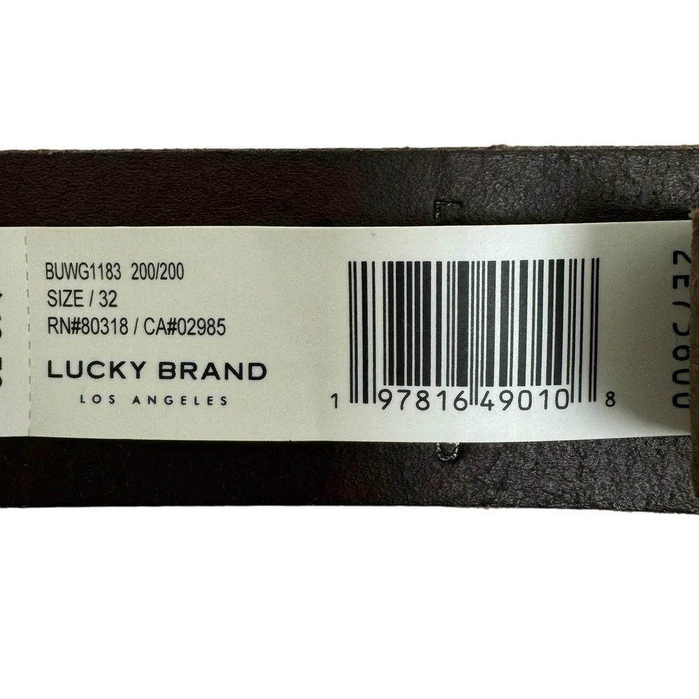 🌺 Lucky Brand Men's Size 32 Brown Textured Leather Belt Silver-Tone‎ Buckle NWT